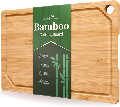 Kitsure Bamboo Cutting Board for Kitchen, Large, Natural