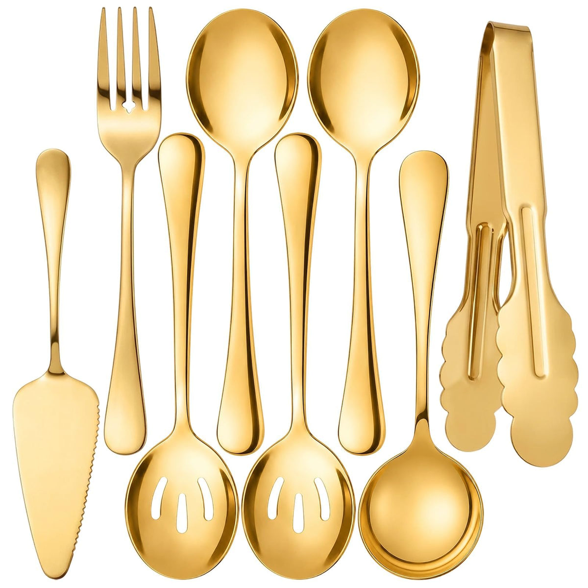 6-Piece Gold Serving Utensil Set, Serving Spoons for Buffet