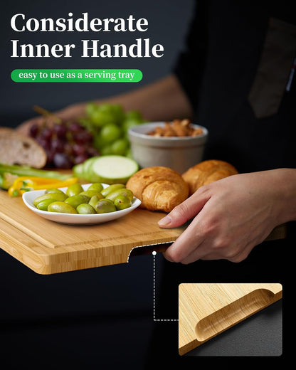 Kitsure Bamboo Cutting Board for Kitchen, Large, Natural
