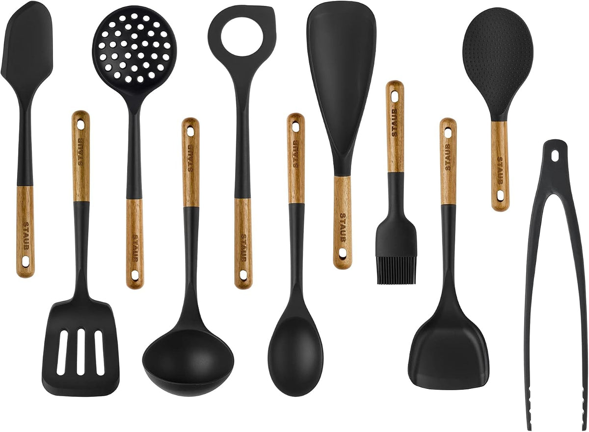 Staub 5-Pc Cooking Utensil Set, Non-Stick Silicone, Black