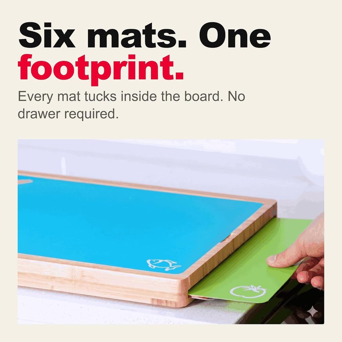 Bamboo Cutting Board Set with 6 Mats, Wood Cutting Boards for Kitchen
