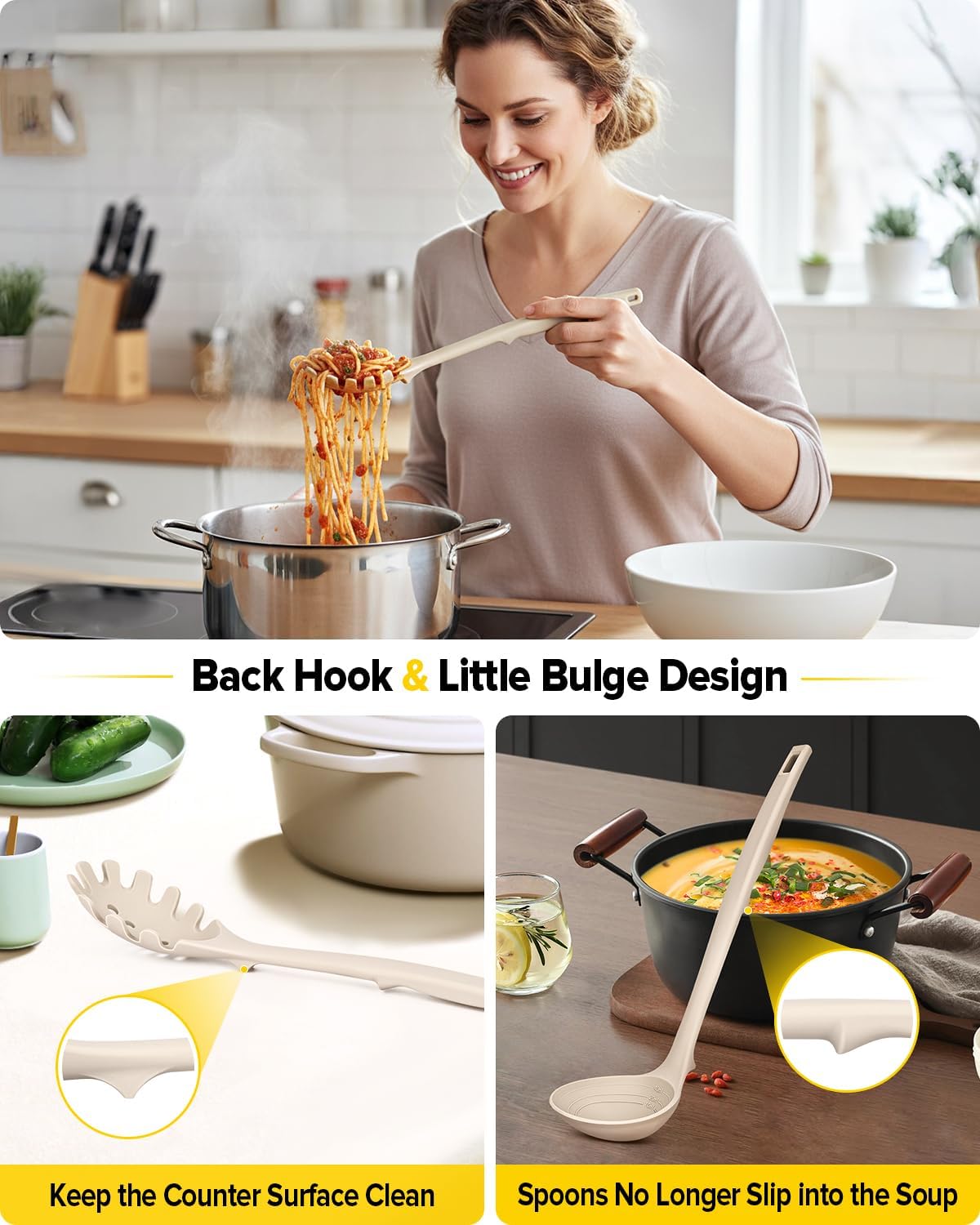 BUNDLEPRO Silicone Cooking Utensils Set, 9 Pcs Kitchen Utensils, One-Piece