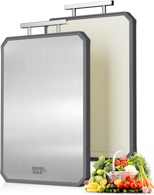 SNOWCLAD Stainless Steel Cutting Board,Non Toxic chopping for kitchen