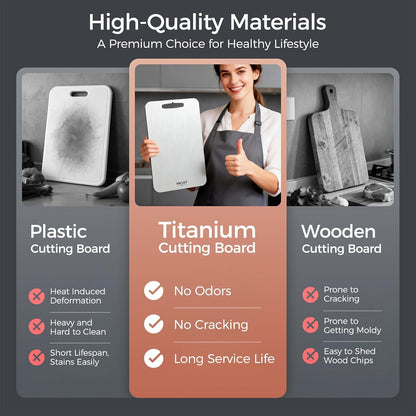 Titanium Cutting Board 3-Piece Set, 100% Pure Titanium Cutting Boards for Kitchen,Double-Sided Chopping Boards for Everyday Meal Prep