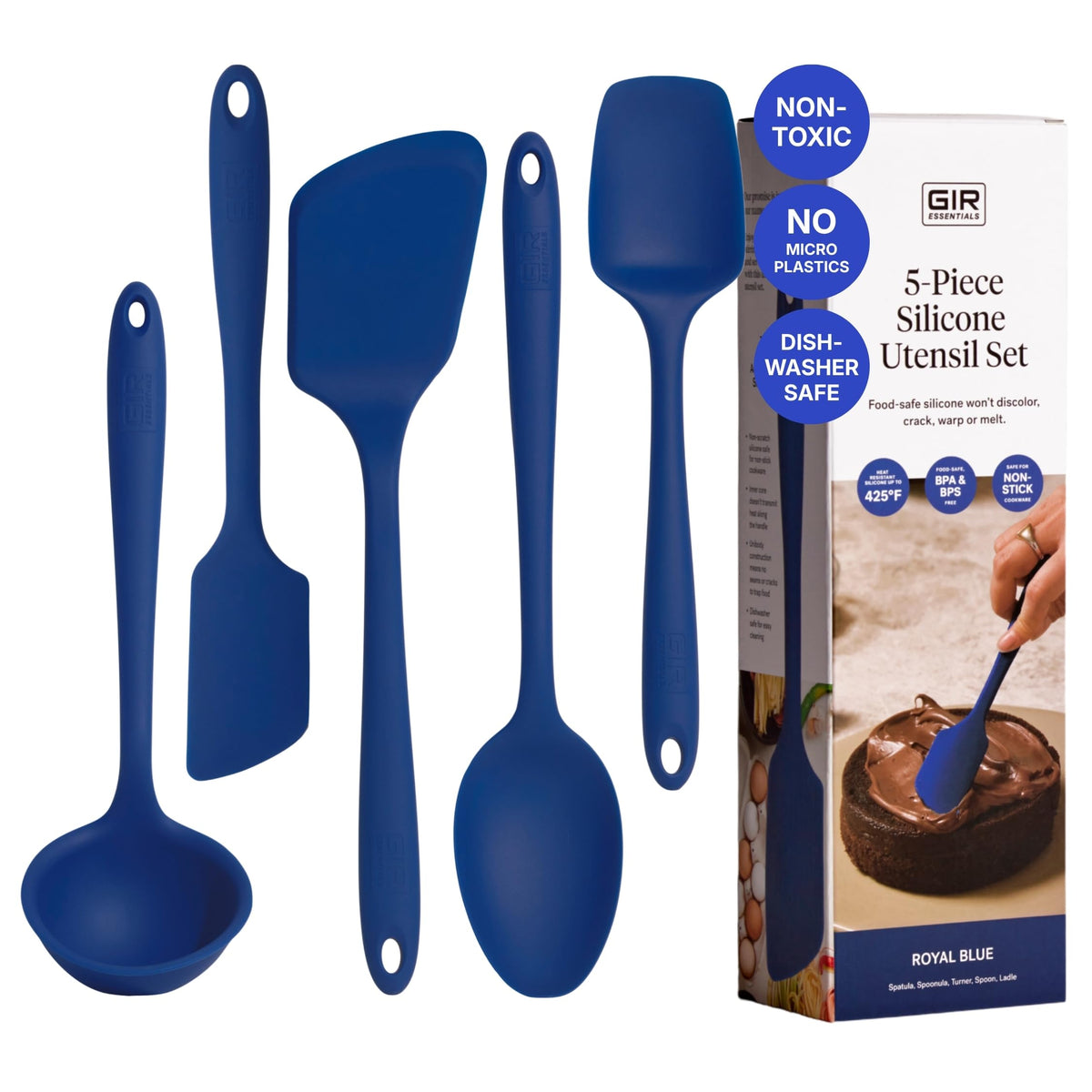 GIR: 5-Piece Silicone Essentials Kitchen Utensils Set – Royal Blue