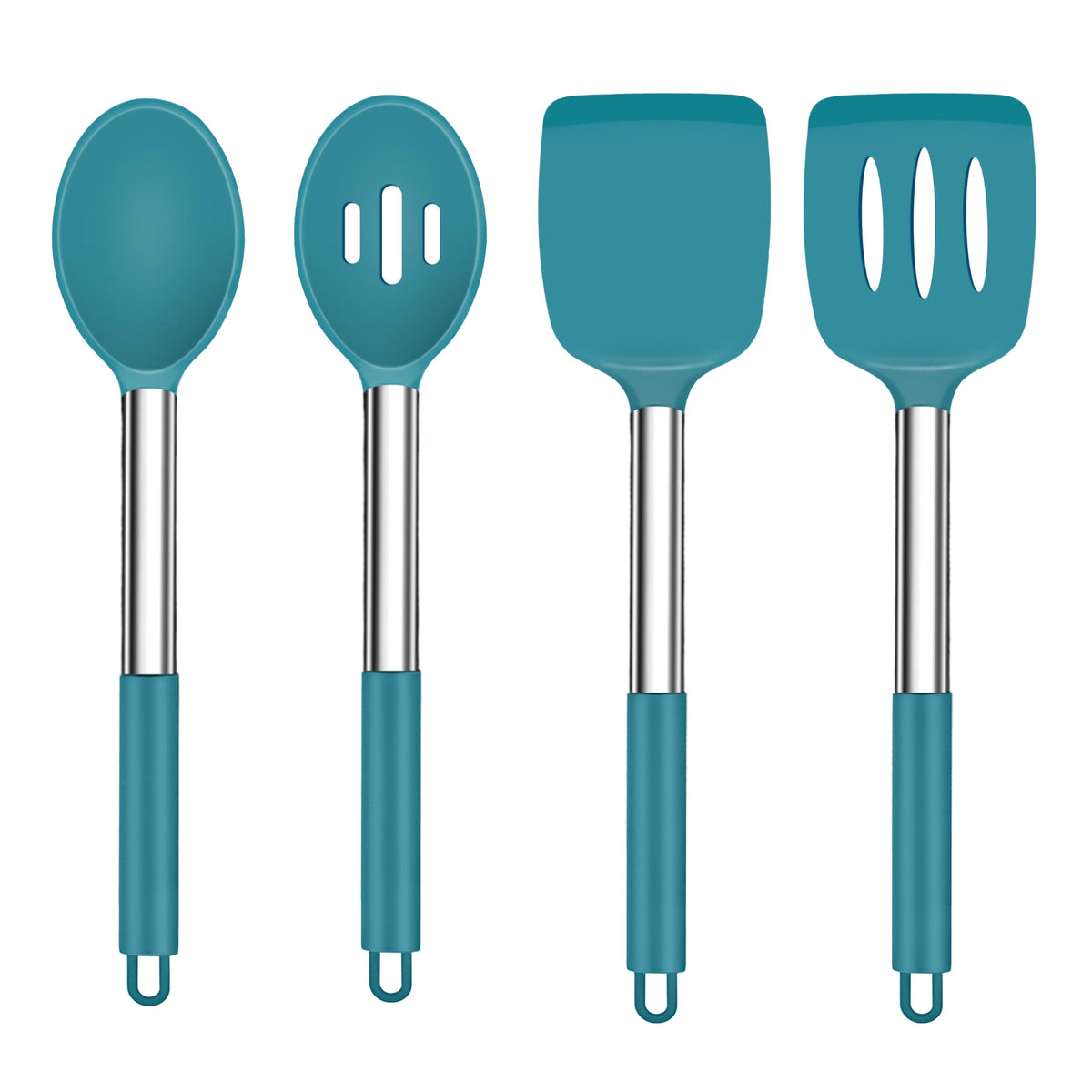 TeamFar Kitchen Utensils, 4 PCS Silicone Cooking Utensils Spatula Spoon Set