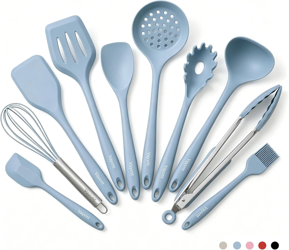 Vayvnt Silicone Cooking Utensil Set, 10PCS Utensils for Non Stick Pan, Blue