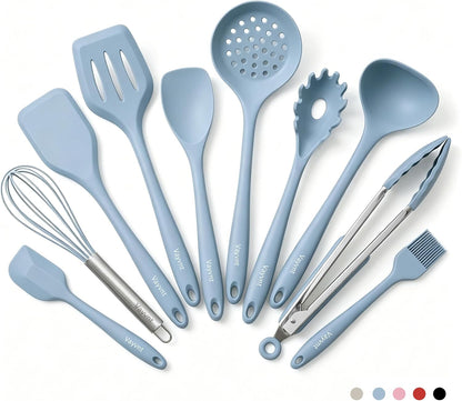 Vayvnt Silicone Cooking Utensil Set, 10PCS Utensils for Non Stick Pan, Blue