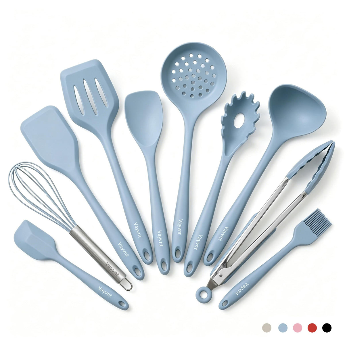 Vayvnt Silicone Cooking Utensil Set, 10PCS Utensils for Non Stick Pan, Blue