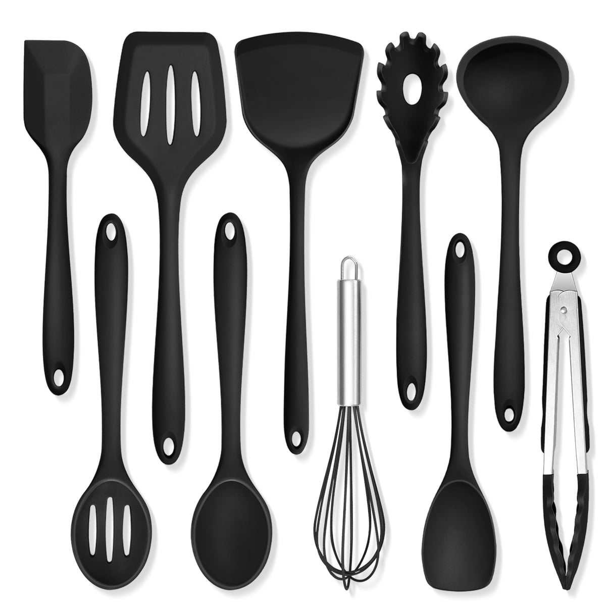 TeamFar Silicone Cooking Utensils, 10 pcs Kitchen Cooking Utensils Set