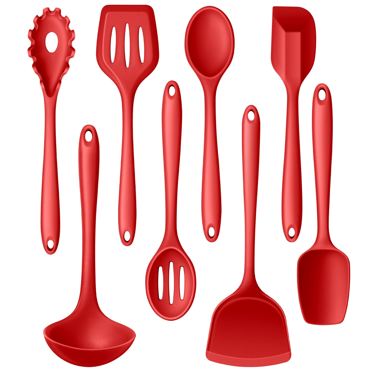 LIANYU Non-Toxic Kitchen Cooking Utensils Set, 8Pcs Khaki Silicone Utensils