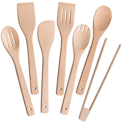 Eisinly 7-Piece Wooden Cooking Spoons, Natural Bamboo Utensil Set