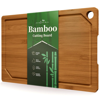 Kitsure Bamboo Cutting Board for Kitchen, Large, Natural
