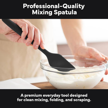 Misen Nonstick-Safe Silicone Spatula - Dishwasher Safe, Heat Resistant - Versatile Professional-Grade Kitchen Tool for Pancakes, Eggs, and Baking - Strong, Flexible, Durable Rubber Utensil - Black