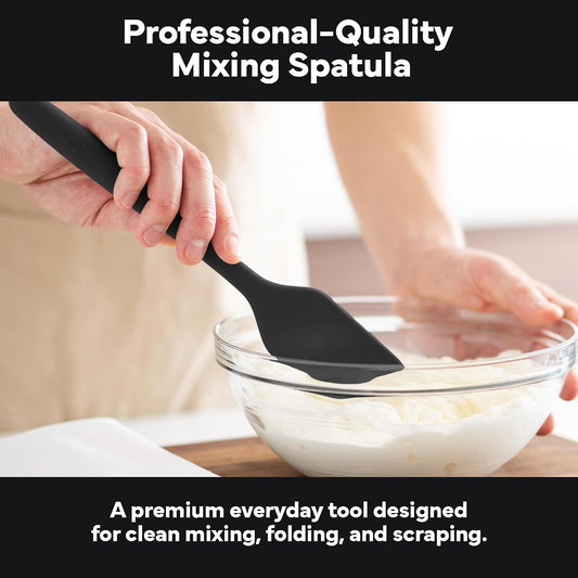 Misen Nonstick-Safe Silicone Spatula - Dishwasher Safe, Heat Resistant - Versatile Professional-Grade Kitchen Tool for Pancakes, Eggs, and Baking - Strong, Flexible, Durable Rubber Utensil - Black