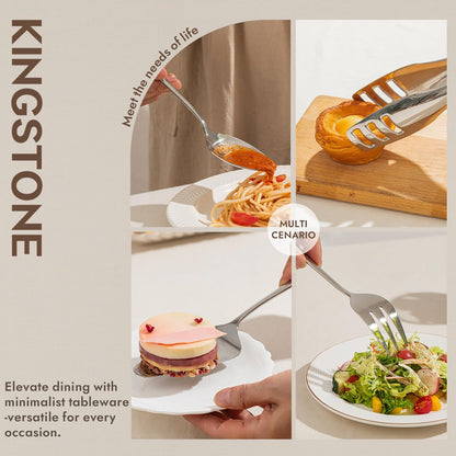 KINGSTONE 8 Piece 18/10 Serving Utensils Set, Stainless Steel Serving Set