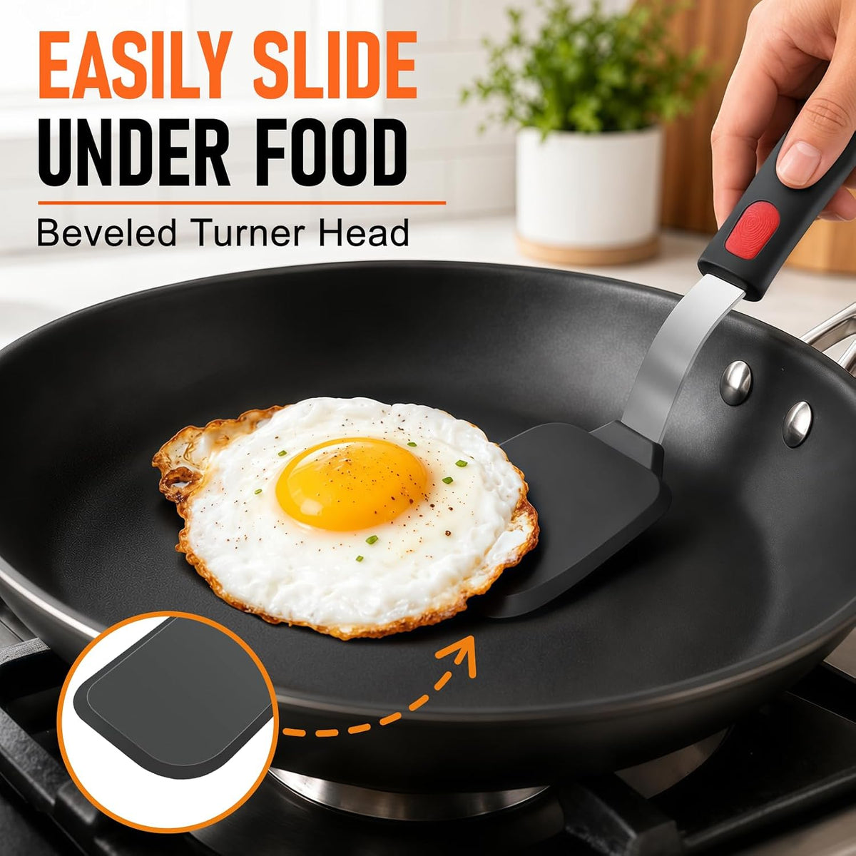 4Pcs Silicone Spatula Turner Set, Heat Resistant Silicone Spatula for Nonstick Cookware, BPA Free Kitchen Spatula Cooking Utensils Set, Flexible Spatula Turner for Flipping Eggs, Burger, Fish, Pancake