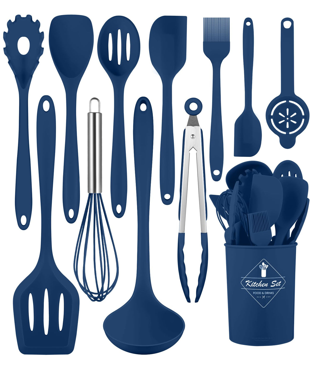 Green Kitchen Utensils Set-12 Pieces Silicone Cooking Utensils Set
