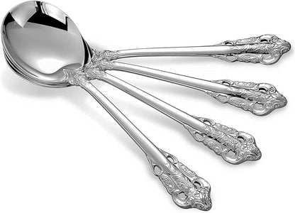 KEAWELL Gorgeous 4-Piece 18/10 Stainless Steel Soup Spoon Set (Silver)