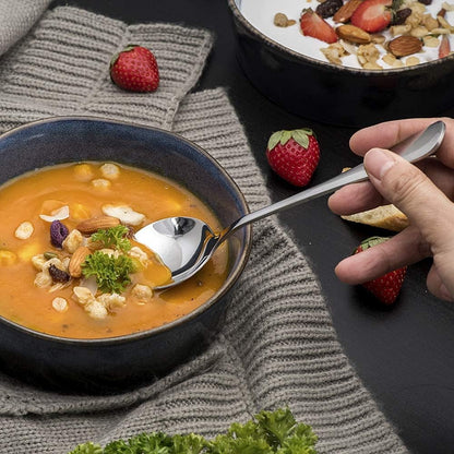 Soup Spoons, 8pcs Stainless Steel Spoons Heavy-Weight Round Spoon Flatware