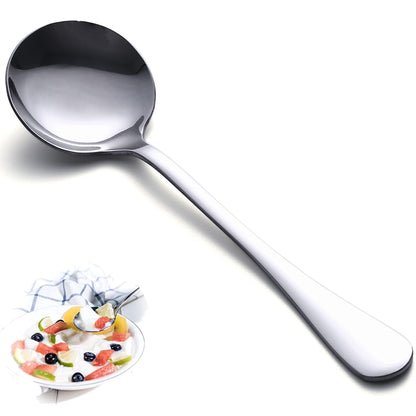 Soup Spoons, 8pcs Stainless Steel Spoons Heavy-Weight Round Spoon Flatware