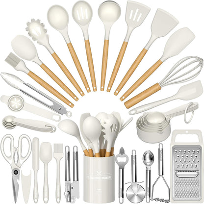 Umite Chef Food Grade Thickened Silicone (Stainless Steel Core) Kitchen Gadgets Tools Set - Kitchen Cooking Utensils Set, Heat Resistant Kitchen Spatula Tools Set