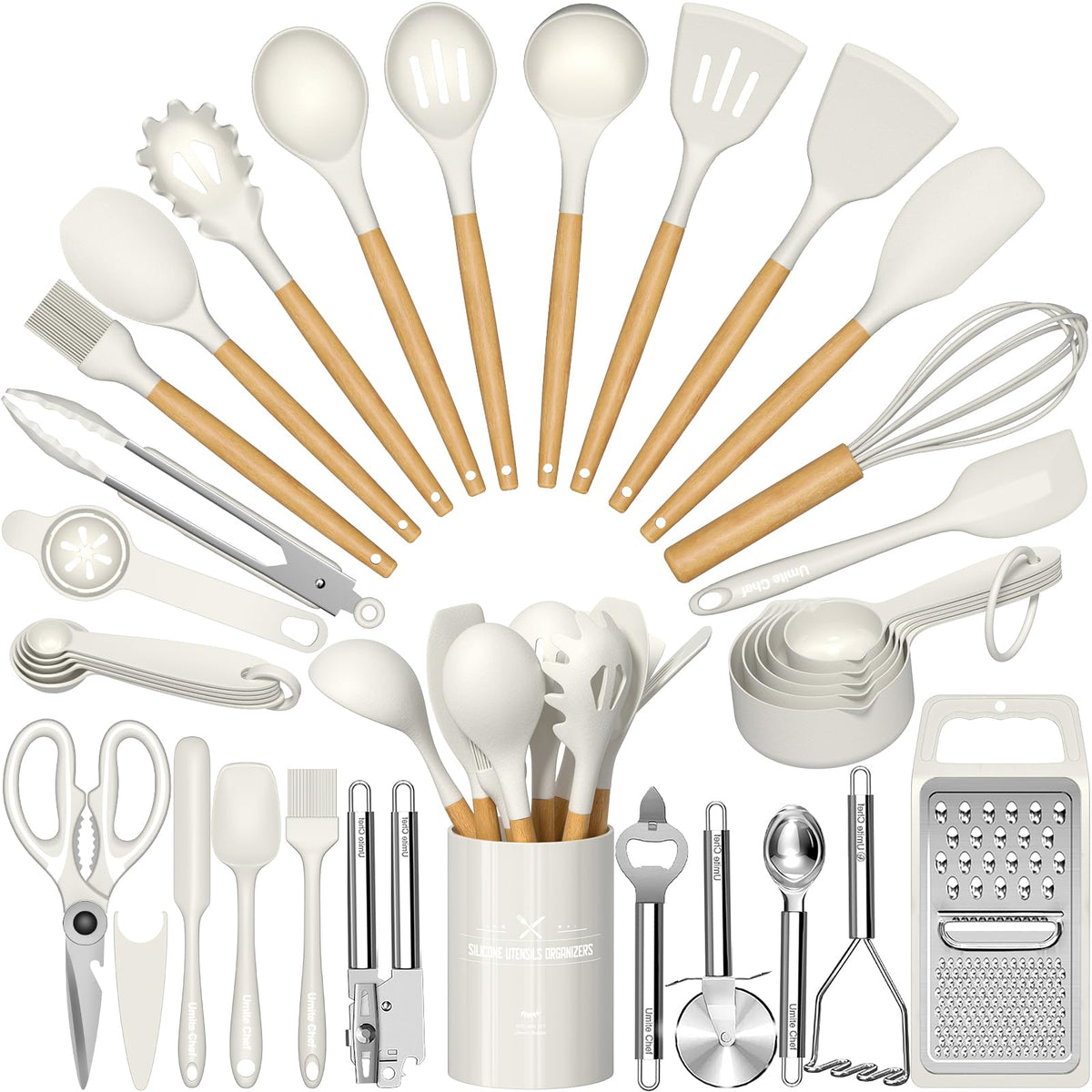 Umite Chef Food Grade Thickened Silicone (Stainless Steel Core) Kitchen Gadgets Tools Set - Kitchen Cooking Utensils Set, Heat Resistant Kitchen Spatula Tools Set
