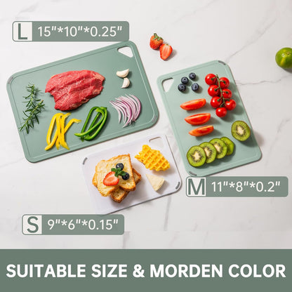 THETCHRY Plastic Cutting Board Set of 3-Cutting Boards for Kitchen BPA Free