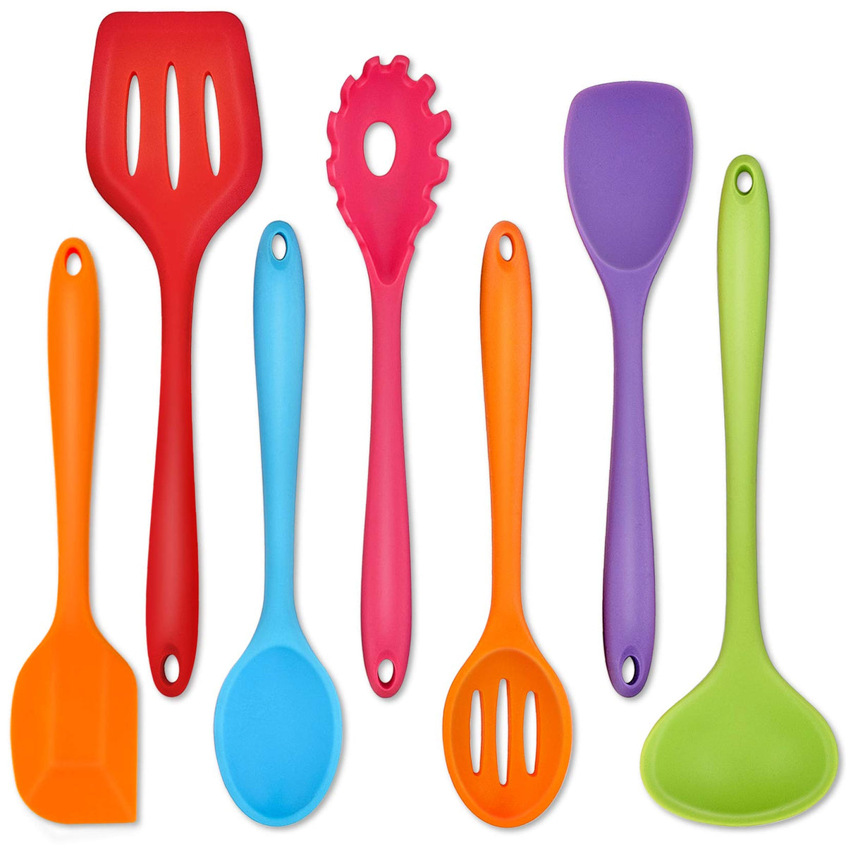 P&P CHEF Blue Kitchen Utensils, Silicone Cooking Utensil Set of 7