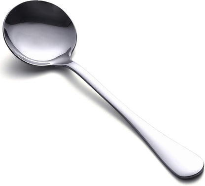 Soup Spoons, 8pcs Stainless Steel Spoons Heavy-Weight Round Spoon Flatware