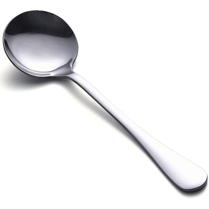 Soup Spoons, 8pcs Stainless Steel Spoons Heavy-Weight Round Spoon Flatware
