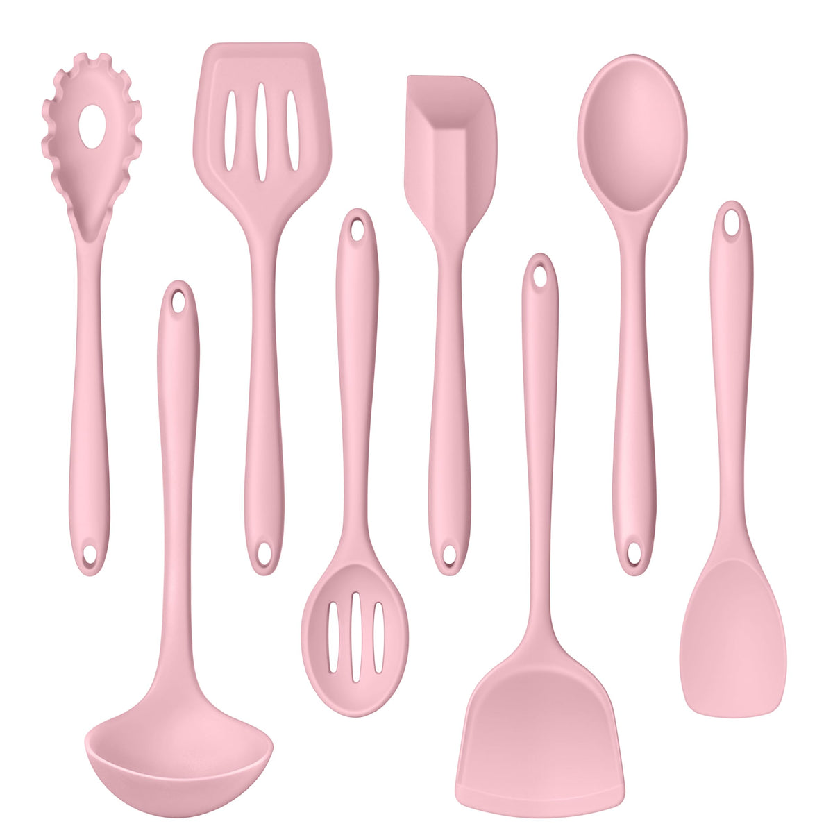 LIANYU Non-Toxic Kitchen Cooking Utensils Set, 8Pcs Khaki Silicone Utensils