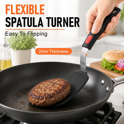 4Pcs Silicone Spatula Turner Set, Heat Resistant Silicone Spatula for Nonstick Cookware, BPA Free Kitchen Spatula Cooking Utensils Set, Flexible Spatula Turner for Flipping Eggs, Burger, Fish, Pancake