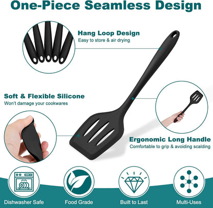 TeamFar Silicone Cooking Utensil Set of 7, Kitchen Cooking Utensil Set