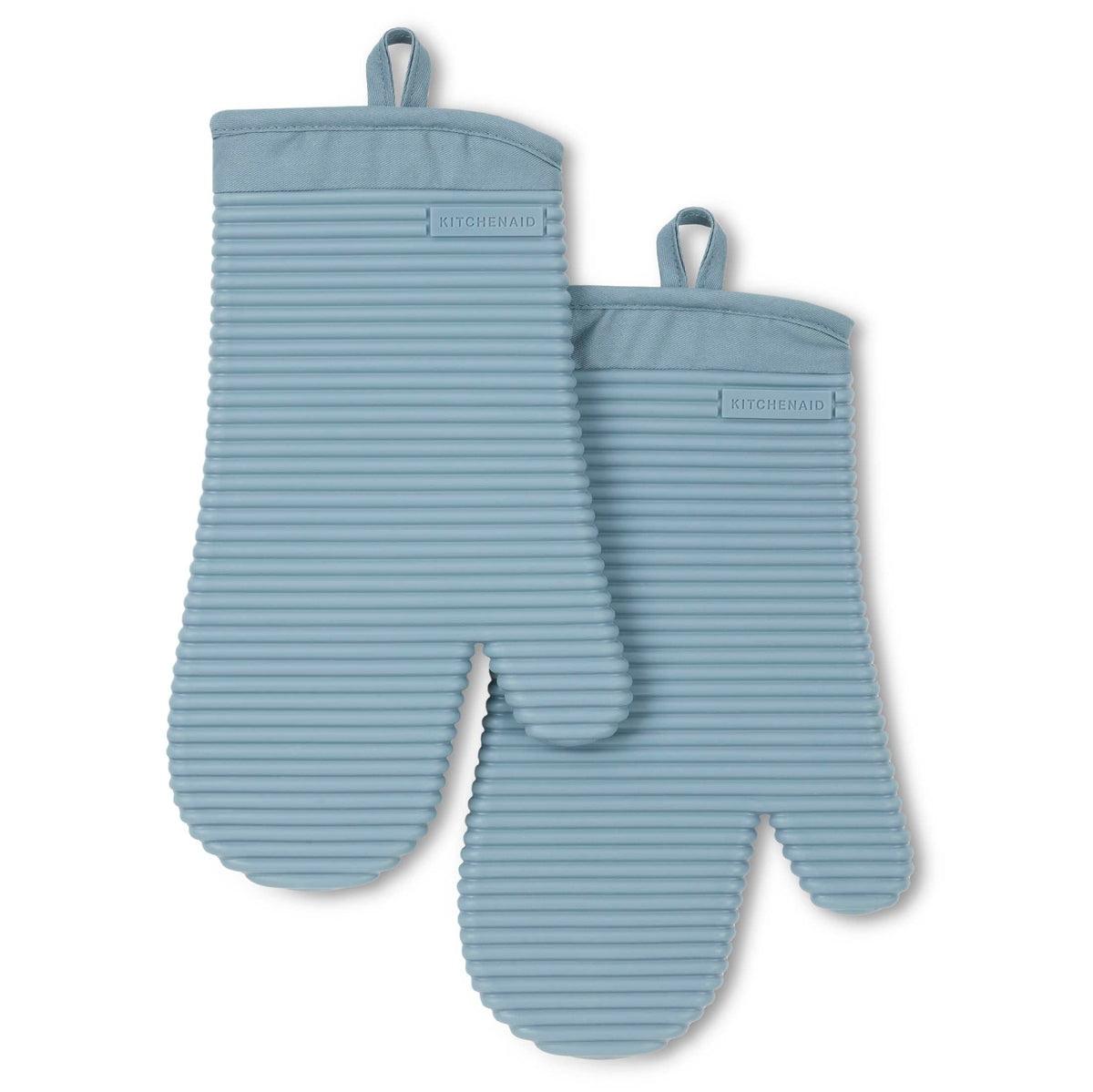 KITCHENAID Ribbed Soft Silicone Oven Mitt 2-Pack Set, 7.5"x13", Milkshake Tan