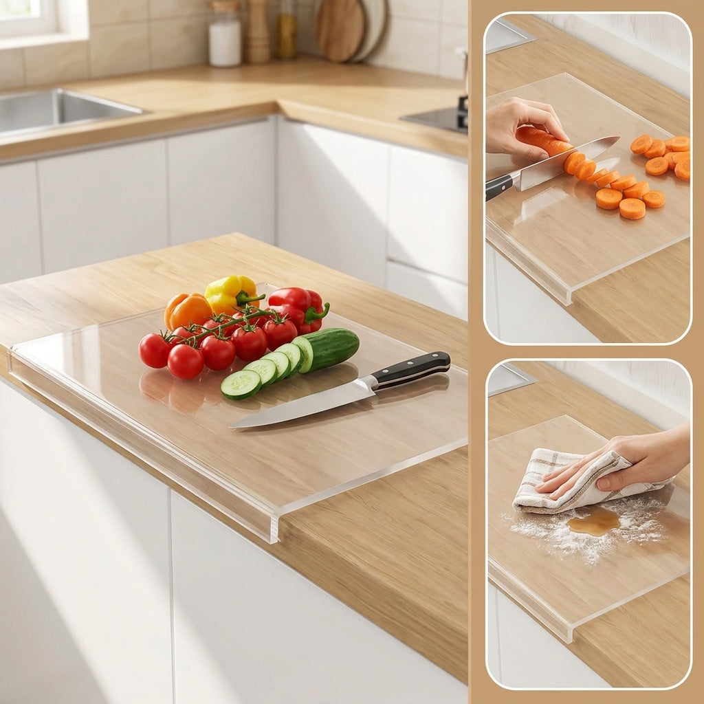 Cutting Board, Kitchen Cutting Board, Countertop Protector with Kitchen Counter Lip, Meal Cutting Board for Gifts for Mom And Dad