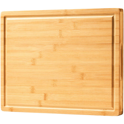 Bamboo Cutting Board for Kitchen, 18" Large Wood Charcuterie Cheese Board, Wooden Chopping Block with Side Handles and Juice Grooves