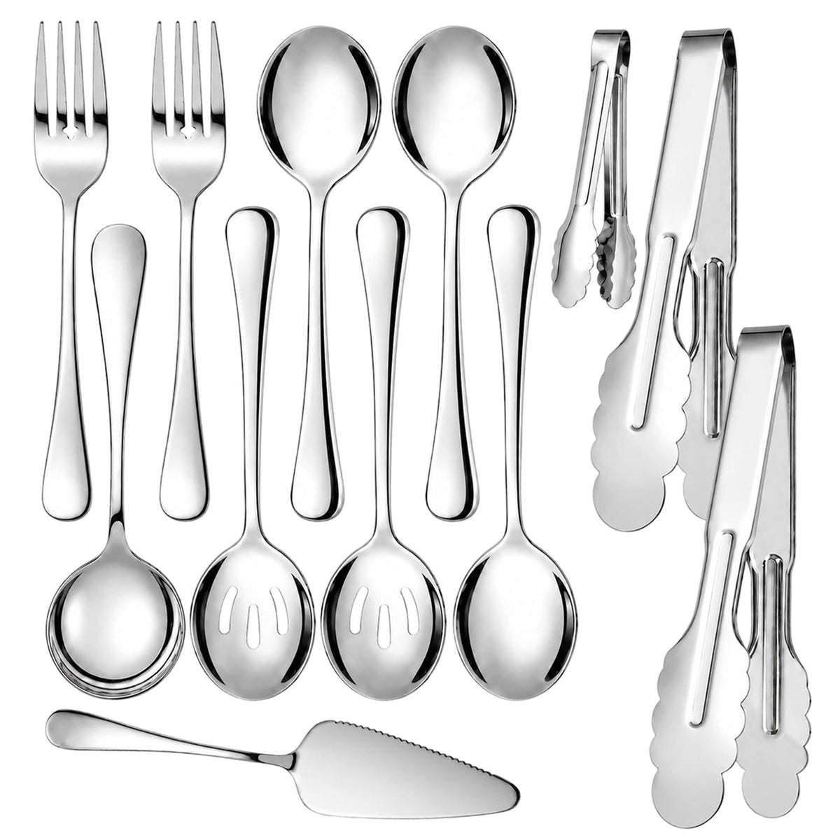 12-Piece Gold Serving Utensils Set, Serving Spoons for Buffet