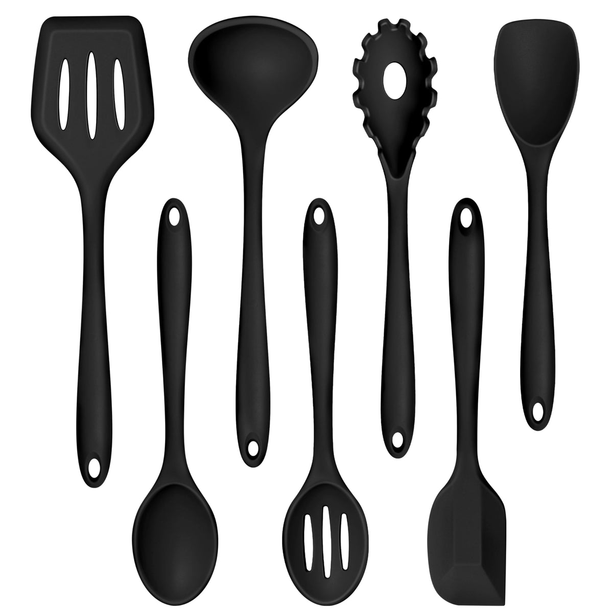 TeamFar Silicone Cooking Utensil Set of 7, Kitchen Cooking Utensil Set
