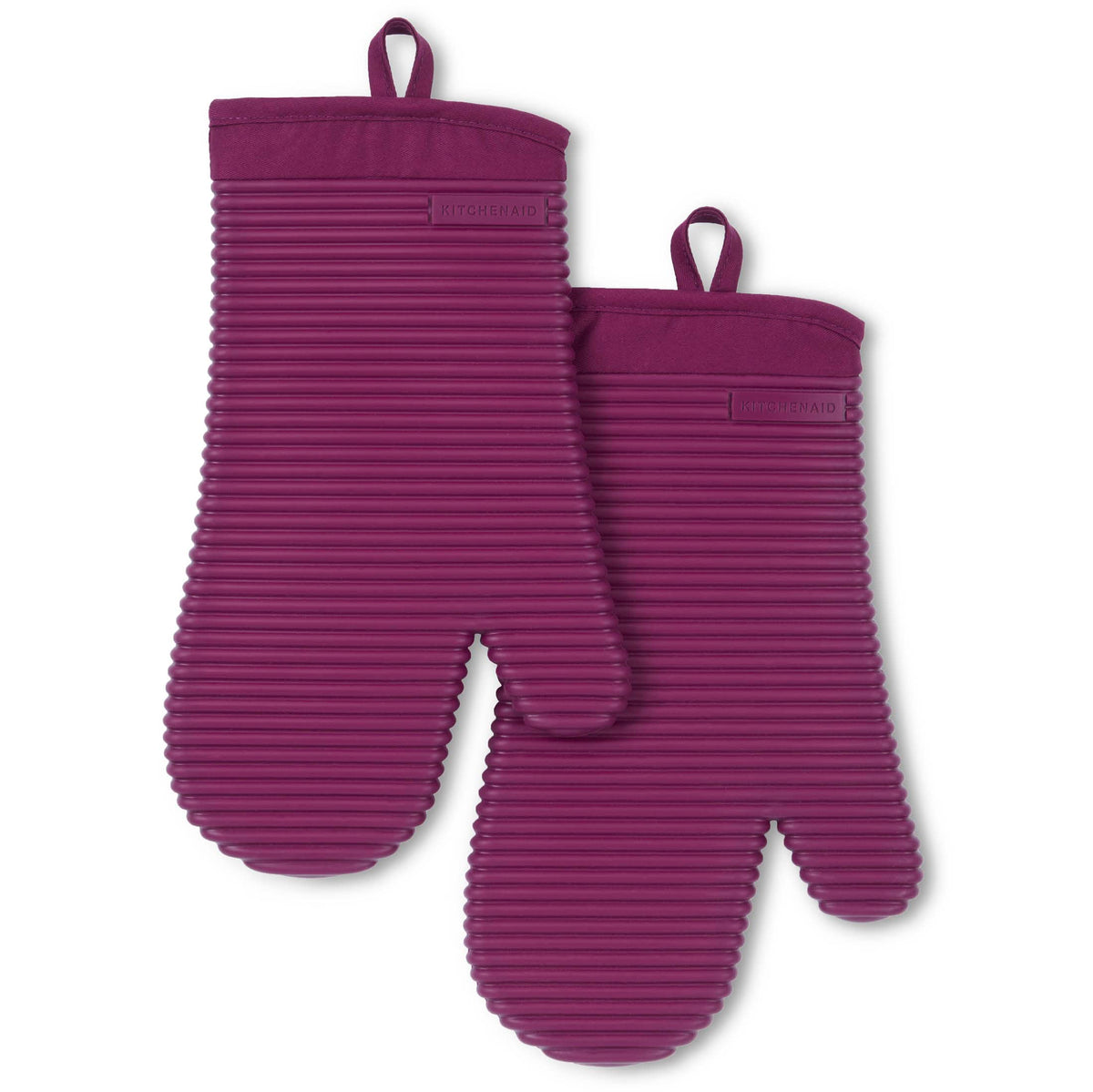 KITCHENAID Ribbed Soft Silicone Oven Mitt 2-Pack Set, 7.5"x13", Milkshake Tan