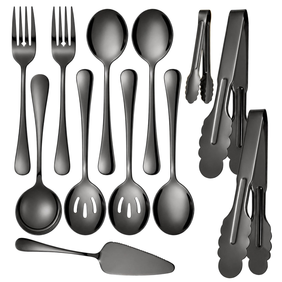 12-Piece Gold Serving Utensils Set, Serving Spoons for Buffet