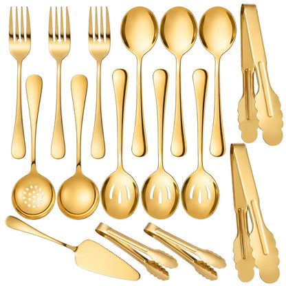 6-Piece Gold Serving Utensil Set, Serving Spoons for Buffet