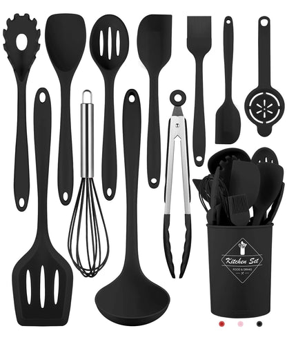 Green Kitchen Utensils Set-12 Pieces Silicone Cooking Utensils Set