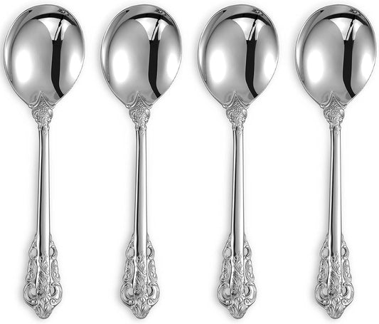 KEAWELL Gorgeous 4-Piece 18/10 Stainless Steel Soup Spoon Set (Silver)