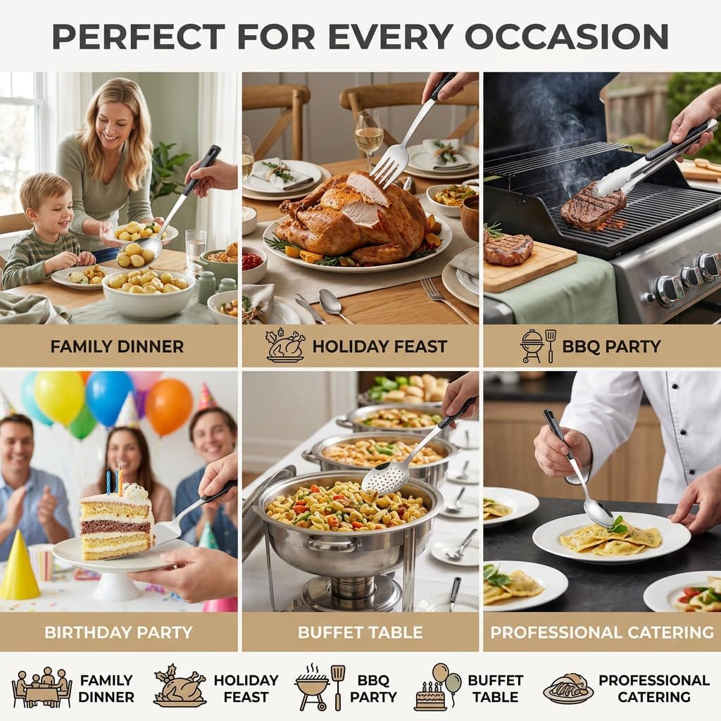 Stainless Steel Metal Serving Utensils Set