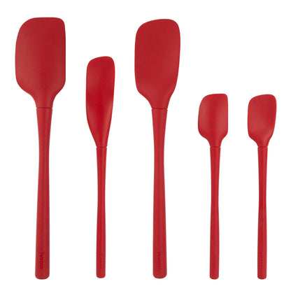 Tovolo Flex Core 5 Piece Silicone Spatula Set Heat Resistant All Silicone Utensils Include Non Stick Spatula Spoonula Jar Scraper, Dishwasher Safe BPA Free Spatulas for Baking Mixing, Pesto Green