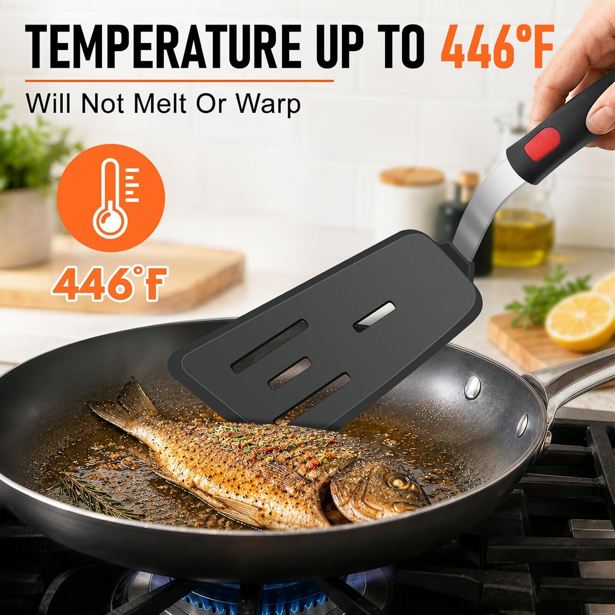 4Pcs Silicone Spatula Turner Set, Heat Resistant Silicone Spatula for Nonstick Cookware, BPA Free Kitchen Spatula Cooking Utensils Set, Flexible Spatula Turner for Flipping Eggs, Burger, Fish, Pancake