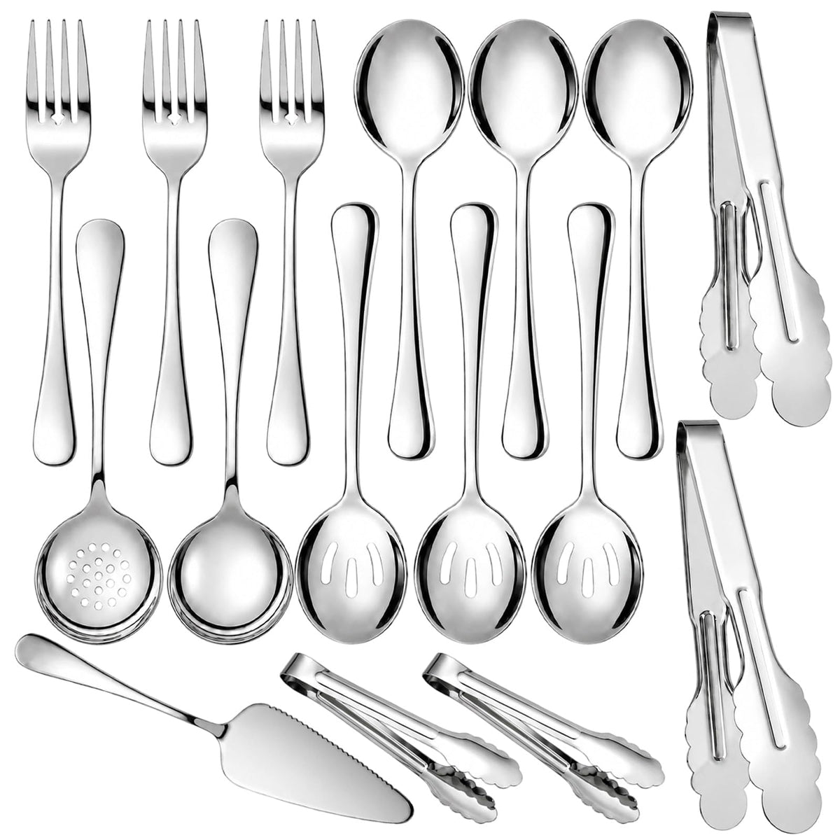 6-Piece Gold Serving Utensil Set, Serving Spoons for Buffet