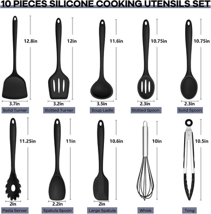 TeamFar Silicone Cooking Utensils, 10 pcs Kitchen Cooking Utensils Set