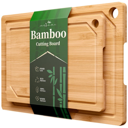 Kitsure Bamboo Cutting Board for Kitchen, Large, Natural